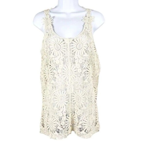 ISELA Crochet Tank Top Womens Size Small Eyelet Cotton Ivory Boho Festival Y2K - Picture 9 of 9
